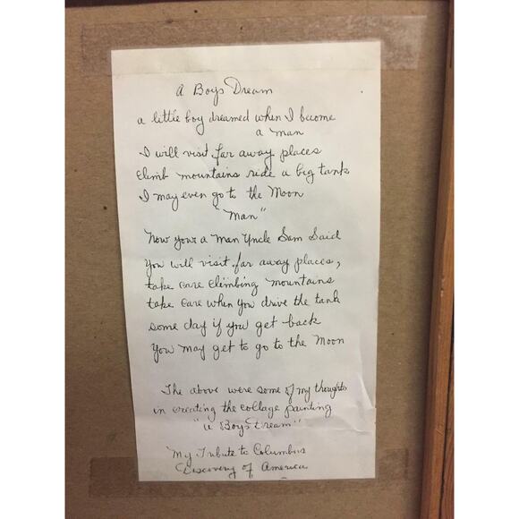 Signed Collage Oil on Canvas 'A Boy's Dream' by artist RAMONA CASSATA - Picture 4 of 4